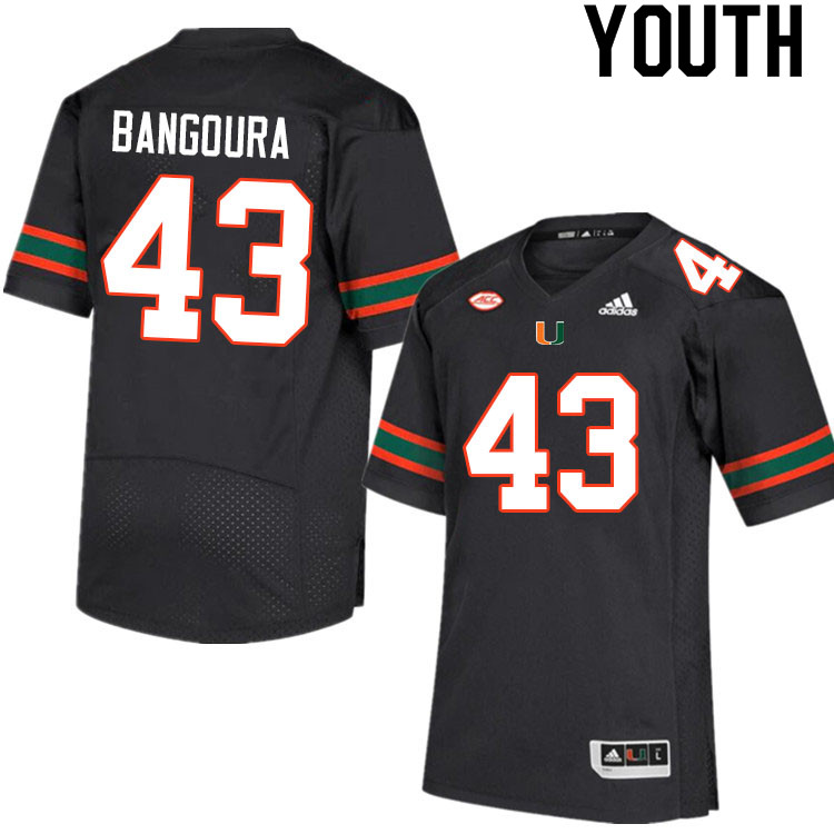 Youth #43 Souleymane Bangoura Miami Hurricanes College Football Jerseys Sale-Black